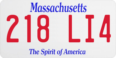 MA license plate 218LI4