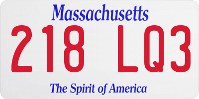 MA license plate 218LQ3