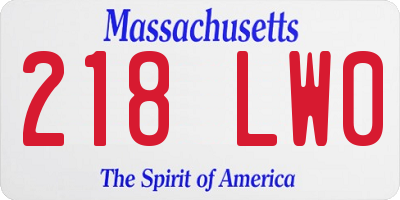 MA license plate 218LW0
