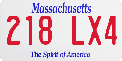MA license plate 218LX4