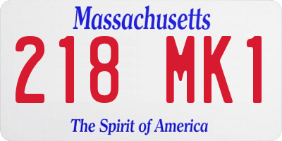 MA license plate 218MK1