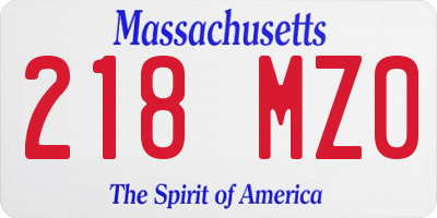 MA license plate 218MZ0