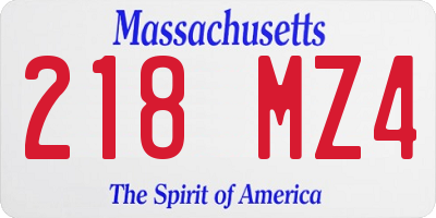 MA license plate 218MZ4