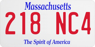 MA license plate 218NC4