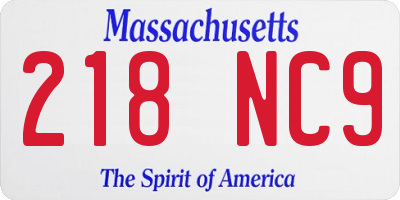 MA license plate 218NC9