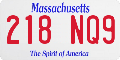 MA license plate 218NQ9