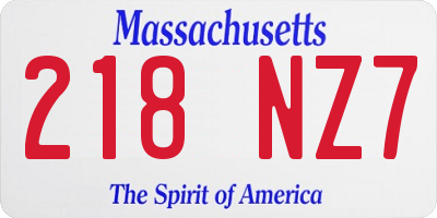 MA license plate 218NZ7