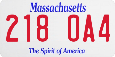 MA license plate 218OA4