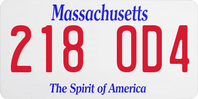 MA license plate 218OD4