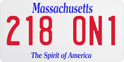 MA license plate 218ON1