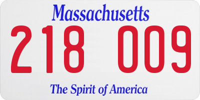 MA license plate 218OO9