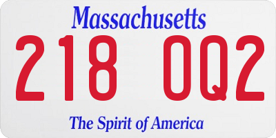 MA license plate 218OQ2