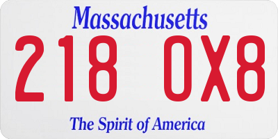 MA license plate 218OX8