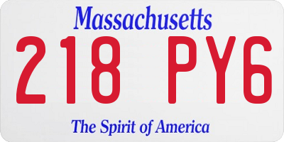 MA license plate 218PY6