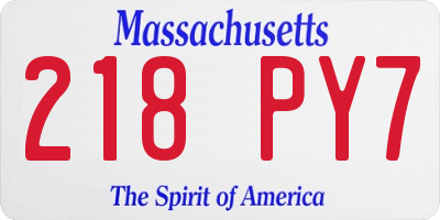 MA license plate 218PY7