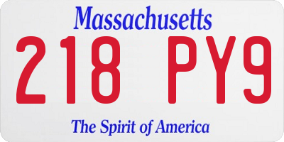 MA license plate 218PY9