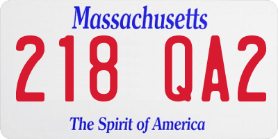 MA license plate 218QA2