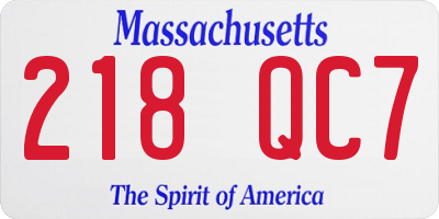 MA license plate 218QC7