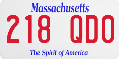 MA license plate 218QD0