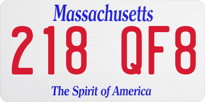 MA license plate 218QF8