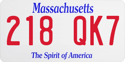MA license plate 218QK7
