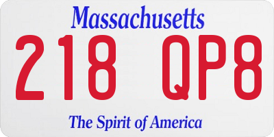 MA license plate 218QP8