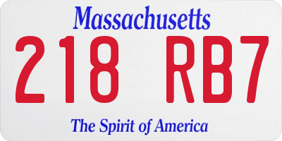 MA license plate 218RB7