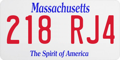 MA license plate 218RJ4
