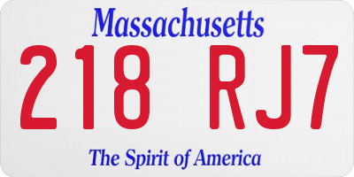 MA license plate 218RJ7