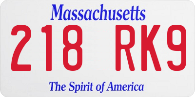 MA license plate 218RK9