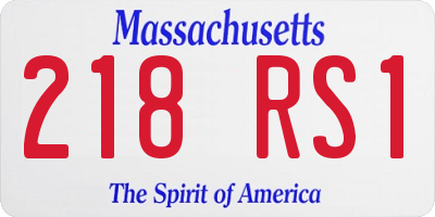 MA license plate 218RS1
