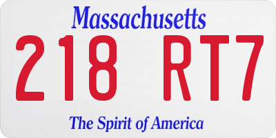 MA license plate 218RT7
