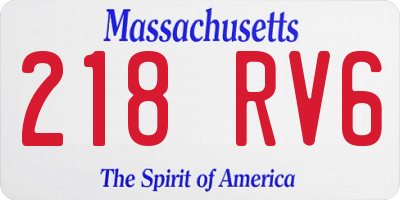 MA license plate 218RV6