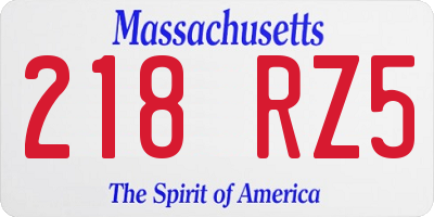 MA license plate 218RZ5
