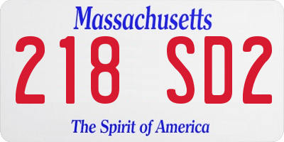 MA license plate 218SD2