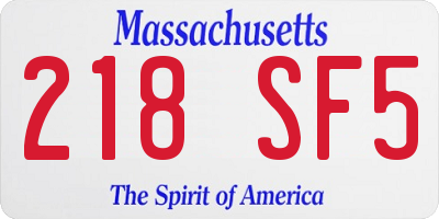 MA license plate 218SF5