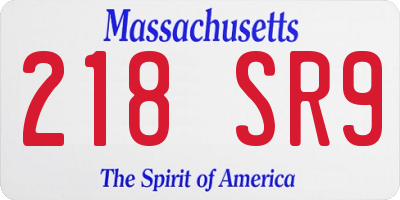 MA license plate 218SR9