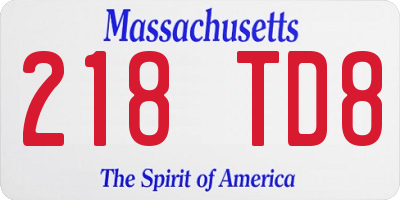 MA license plate 218TD8