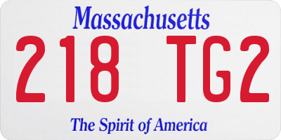 MA license plate 218TG2