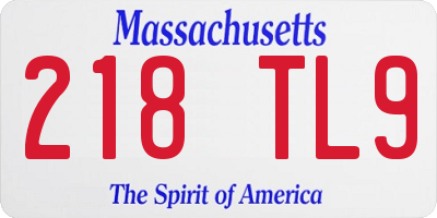 MA license plate 218TL9