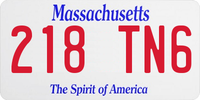 MA license plate 218TN6