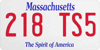 MA license plate 218TS5