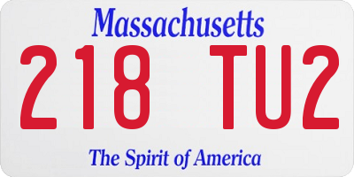 MA license plate 218TU2