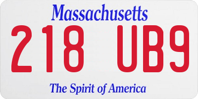 MA license plate 218UB9