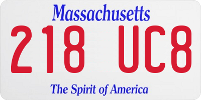 MA license plate 218UC8