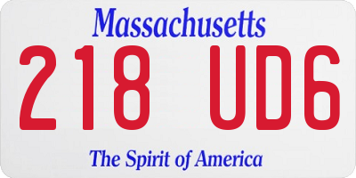 MA license plate 218UD6