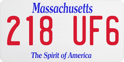 MA license plate 218UF6