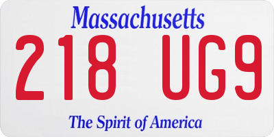 MA license plate 218UG9