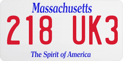 MA license plate 218UK3