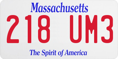 MA license plate 218UM3